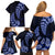 Blue New Zealand Paisley Silver Fern Family Matching Off Shoulder Short Dress and Hawaiian Shirt Aotearoa Maori LT14 - Polynesian Pride