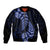 Blue New Zealand Paisley Silver Fern Sleeve Zip Bomber Jacket Aotearoa Maori LT14 Unisex Blue - Polynesian Pride