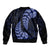 Blue New Zealand Paisley Silver Fern Sleeve Zip Bomber Jacket Aotearoa Maori LT14 - Polynesian Pride