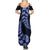 Blue New Zealand Paisley Silver Fern Summer Maxi Dress Aotearoa Maori LT14 - Polynesian Pride