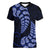 Blue New Zealand Paisley Silver Fern Women V Neck T Shirt Aotearoa Maori LT14 Female Blue - Polynesian Pride