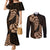 Brown New Zealand Paisley Silver Fern Couples Matching Mermaid Dress and Long Sleeve Button Shirt Aotearoa Maori LT14 Brown - Polynesian Pride