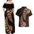 Brown New Zealand Paisley Silver Fern Couples Matching Off Shoulder Maxi Dress and Hawaiian Shirt Aotearoa Maori LT14 - Polynesian Pride