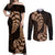 Brown New Zealand Paisley Silver Fern Couples Matching Off Shoulder Maxi Dress and Long Sleeve Button Shirt Aotearoa Maori LT14 Brown - Polynesian Pride