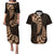 Brown New Zealand Paisley Silver Fern Couples Matching Puletasi Dress and Hawaiian Shirt Aotearoa Maori LT14 Brown - Polynesian Pride