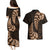 Brown New Zealand Paisley Silver Fern Couples Matching Puletasi Dress and Hawaiian Shirt Aotearoa Maori LT14 - Polynesian Pride