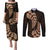 Brown New Zealand Paisley Silver Fern Couples Matching Puletasi Dress and Long Sleeve Button Shirt Aotearoa Maori LT14 Brown - Polynesian Pride