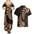 Brown New Zealand Paisley Silver Fern Couples Matching Summer Maxi Dress and Hawaiian Shirt Aotearoa Maori LT14 - Polynesian Pride