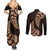 Brown New Zealand Paisley Silver Fern Couples Matching Summer Maxi Dress and Long Sleeve Button Shirt Aotearoa Maori LT14 - Polynesian Pride