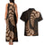 Brown New Zealand Paisley Silver Fern Couples Matching Tank Maxi Dress and Hawaiian Shirt Aotearoa Maori LT14 - Polynesian Pride