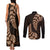 Brown New Zealand Paisley Silver Fern Couples Matching Tank Maxi Dress and Long Sleeve Button Shirt Aotearoa Maori LT14 - Polynesian Pride