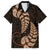 Brown New Zealand Paisley Silver Fern Family Matching Off Shoulder Long Sleeve Dress and Hawaiian Shirt Aotearoa Maori LT14 Dad's Shirt - Short Sleeve Brown - Polynesian Pride