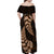 Brown New Zealand Paisley Silver Fern Family Matching Off Shoulder Maxi Dress and Hawaiian Shirt Aotearoa Maori LT14 - Polynesian Pride