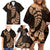 Brown New Zealand Paisley Silver Fern Family Matching Off Shoulder Short Dress and Hawaiian Shirt Aotearoa Maori LT14 - Polynesian Pride