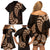 Brown New Zealand Paisley Silver Fern Family Matching Off Shoulder Short Dress and Hawaiian Shirt Aotearoa Maori LT14 - Polynesian Pride