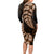 Brown New Zealand Paisley Silver Fern Long Sleeve Bodycon Dress Aotearoa Maori LT14 - Polynesian Pride