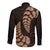 Brown New Zealand Paisley Silver Fern Long Sleeve Button Shirt Aotearoa Maori LT14 - Polynesian Pride