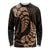 Brown New Zealand Paisley Silver Fern Long Sleeve Shirt Aotearoa Maori LT14 Unisex Brown - Polynesian Pride