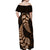 Brown New Zealand Paisley Silver Fern Off Shoulder Maxi Dress Aotearoa Maori LT14 - Polynesian Pride