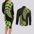 Green New Zealand Paisley Silver Fern Couples Matching Long Sleeve Bodycon Dress and Long Sleeve Button Shirt Aotearoa Maori LT14 - Polynesian Pride