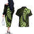 Green New Zealand Paisley Silver Fern Couples Matching Off The Shoulder Long Sleeve Dress and Hawaiian Shirt Aotearoa Maori LT14 - Polynesian Pride