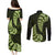 Green New Zealand Paisley Silver Fern Couples Matching Puletasi Dress and Long Sleeve Button Shirt Aotearoa Maori LT14 - Polynesian Pride