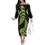 Green New Zealand Paisley Silver Fern Family Matching Off Shoulder Long Sleeve Dress and Hawaiian Shirt Aotearoa Maori LT14 Mom's Dress Green - Polynesian Pride