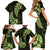 Green New Zealand Paisley Silver Fern Family Matching Short Sleeve Bodycon Dress and Hawaiian Shirt Aotearoa Maori LT14 - Polynesian Pride