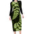 Green New Zealand Paisley Silver Fern Long Sleeve Bodycon Dress Aotearoa Maori LT14 Long Dress Green - Polynesian Pride