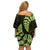 Green New Zealand Paisley Silver Fern Off Shoulder Short Dress Aotearoa Maori LT14 - Polynesian Pride