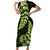 Green New Zealand Paisley Silver Fern Short Sleeve Bodycon Dress Aotearoa Maori LT14 Long Dress Green - Polynesian Pride