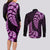 Purple New Zealand Paisley Silver Fern Couples Matching Long Sleeve Bodycon Dress and Long Sleeve Button Shirt Aotearoa Maori LT14 - Polynesian Pride