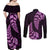 Purple New Zealand Paisley Silver Fern Couples Matching Off Shoulder Maxi Dress and Long Sleeve Button Shirt Aotearoa Maori LT14 - Polynesian Pride