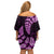 Purple New Zealand Paisley Silver Fern Family Matching Off Shoulder Short Dress and Hawaiian Shirt Aotearoa Maori LT14 - Polynesian Pride