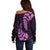 Purple New Zealand Paisley Silver Fern Off Shoulder Sweater Aotearoa Maori LT14 - Polynesian Pride