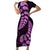 Purple New Zealand Paisley Silver Fern Short Sleeve Bodycon Dress Aotearoa Maori LT14 Long Dress Purple - Polynesian Pride