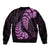 Purple New Zealand Paisley Silver Fern Sleeve Zip Bomber Jacket Aotearoa Maori LT14 - Polynesian Pride