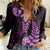 Purple New Zealand Paisley Silver Fern Women Casual Shirt Aotearoa Maori LT14 Female Purple - Polynesian Pride