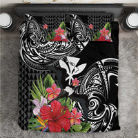 Hawaii Iwa Bird Bedding Set Great Frigatebird Kanaka Tropical Flowers LT14 Black - Polynesian Pride