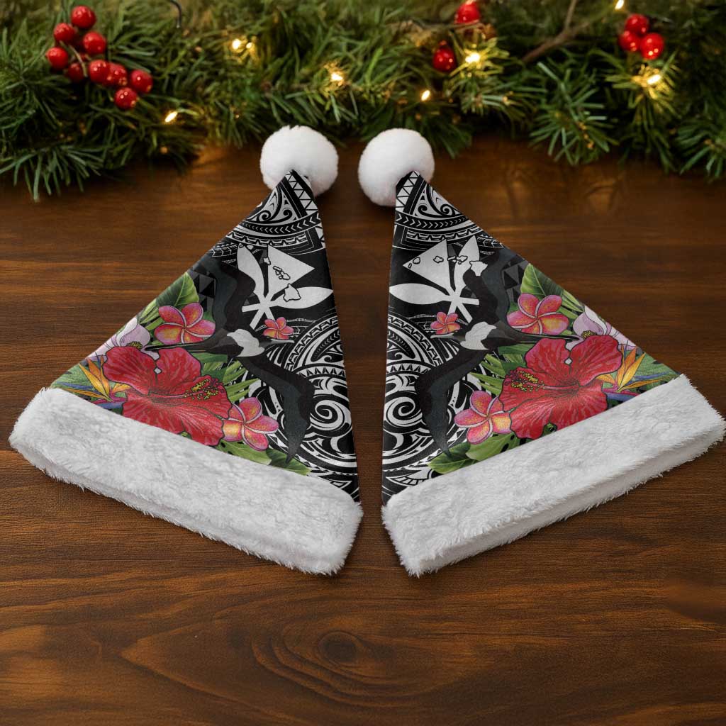 Hawaii Iwa Bird Christmas Santa Hat Great Frigatebird Kanaka Tropical Flowers LT14 - Polynesian Pride