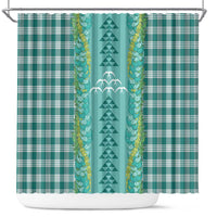 Teal Palaka Hawaii Iwa Bird Shower Curtain Hawaiian Kakau Jade Vine Lei LT14 Teal - Polynesian Pride