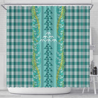 Teal Palaka Hawaii Iwa Bird Shower Curtain Hawaiian Kakau Jade Vine Lei LT14 - Polynesian Pride