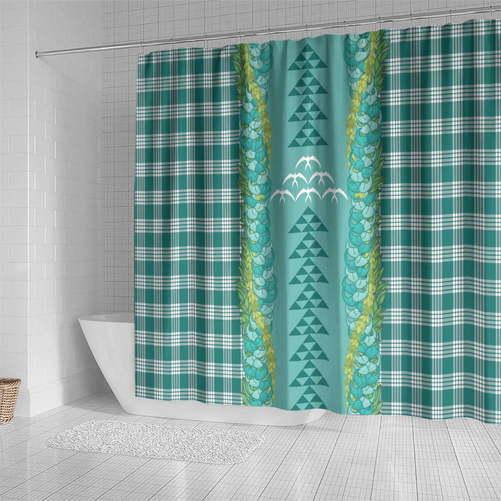 Teal Palaka Hawaii Iwa Bird Shower Curtain Hawaiian Kakau Jade Vine Lei LT14 - Polynesian Pride