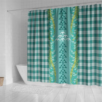 Teal Palaka Hawaii Iwa Bird Shower Curtain Hawaiian Kakau Jade Vine Lei LT14 - Polynesian Pride