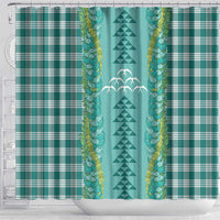 Teal Palaka Hawaii Iwa Bird Shower Curtain Hawaiian Kakau Jade Vine Lei LT14 - Polynesian Pride