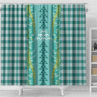 Teal Palaka Hawaii Iwa Bird Shower Curtain Hawaiian Kakau Jade Vine Lei LT14 - Polynesian Pride