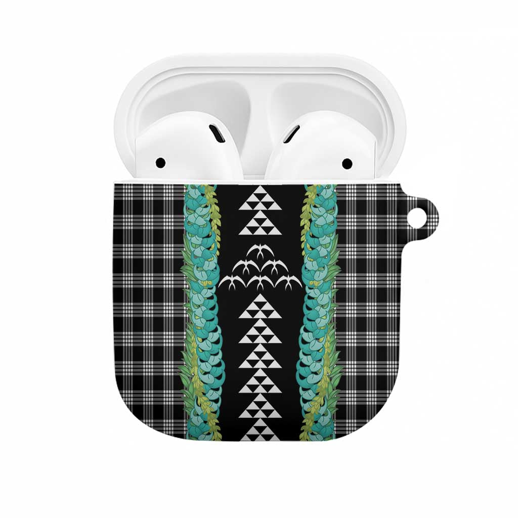 Black Palaka Hawaii Iwa Bird AirPods Case Hawaiian Kakau Jade Vine Lei LT14 Black - Polynesian Pride