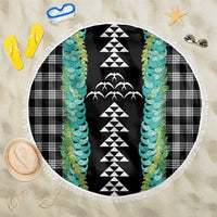 Black Palaka Hawaii Iwa Bird Beach Blanket Hawaiian Kakau Jade Vine Lei LT14 One Size 150cm Black - Polynesian Pride