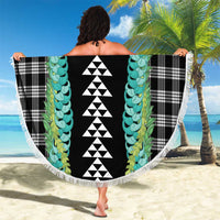 Black Palaka Hawaii Iwa Bird Beach Blanket Hawaiian Kakau Jade Vine Lei LT14 - Polynesian Pride