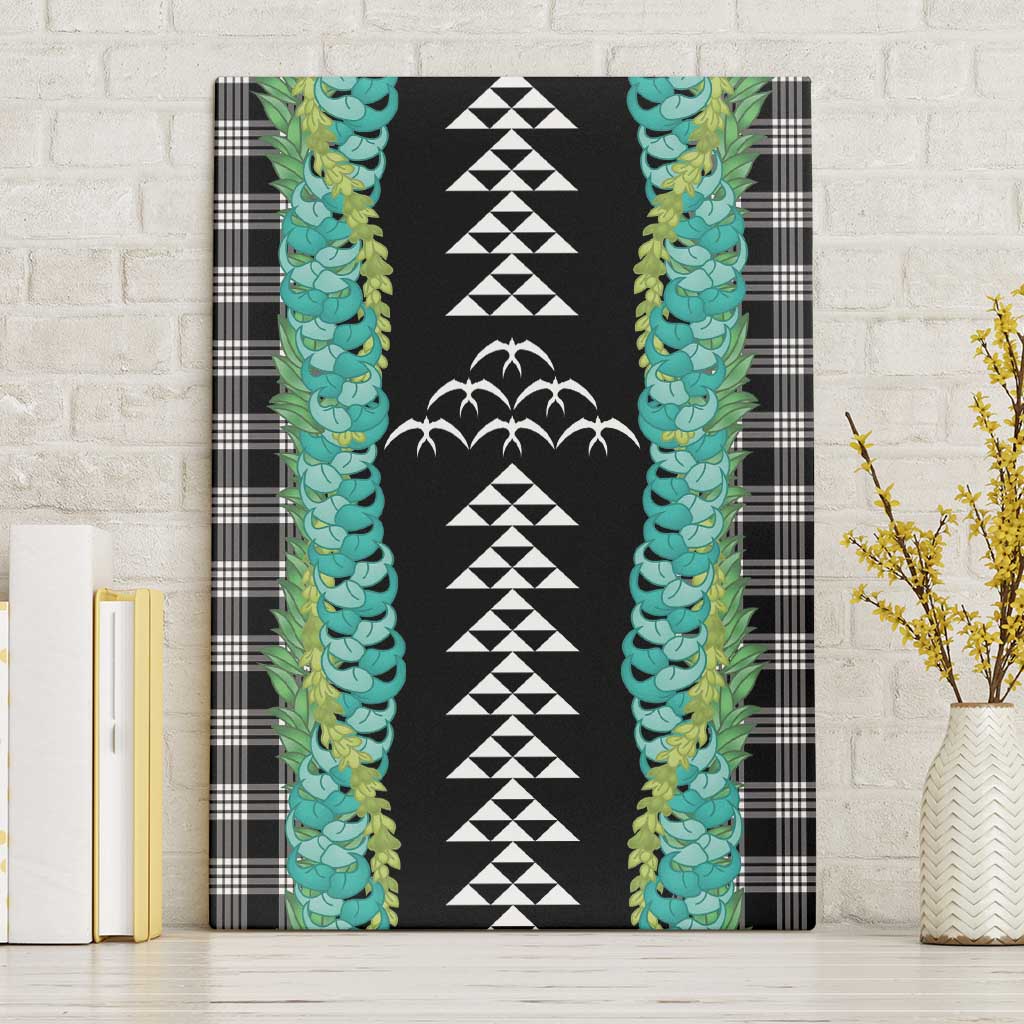 Black Palaka Hawaii Iwa Bird Canvas Wall Art Hawaiian Kakau Jade Vine Lei LT14 Without Frame Black - Polynesian Pride